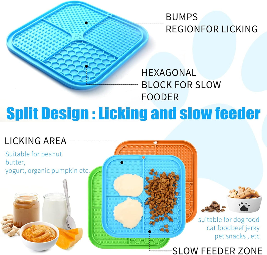 Lick Mat for Dogs, Premium Lick Pad with Suction Cups for Dog Anxiety Relief, Slow Feeder Dog Bowls, Bathing, Grooming and Training
